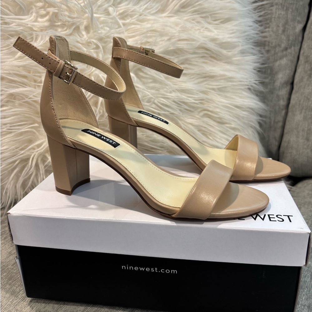 Nine West Nude Ankle Strap Heels